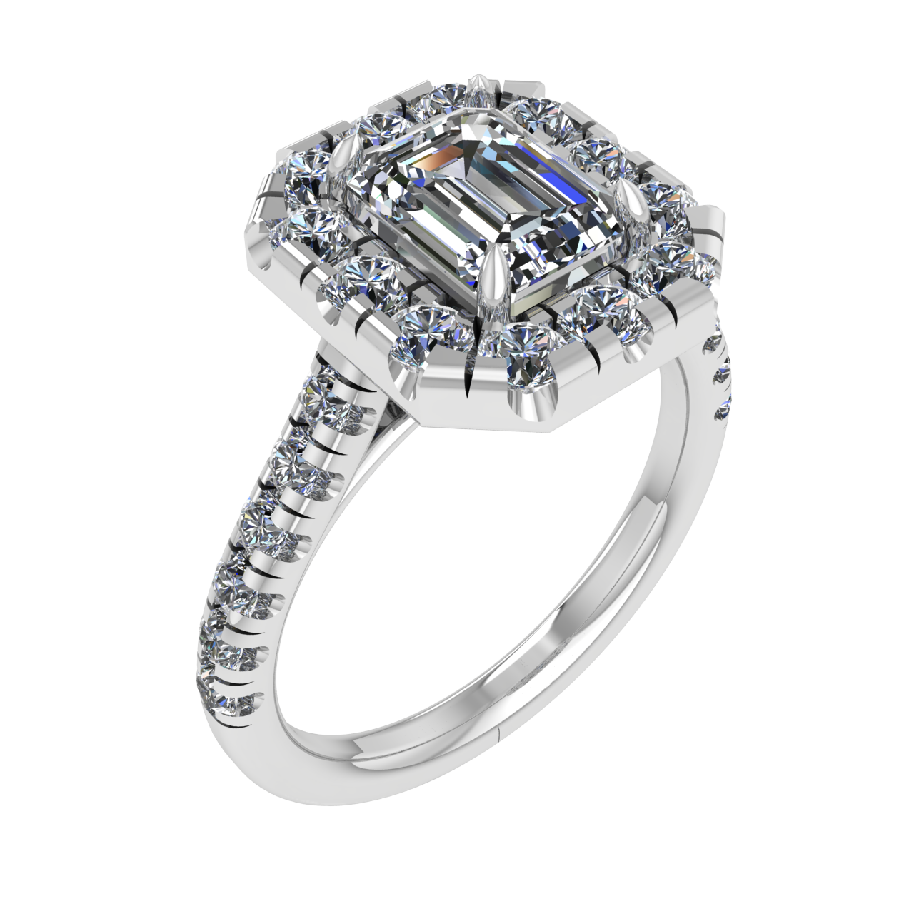 HALO 6.70mm x 0.00mm EMERALD ENGAGEMENT RING